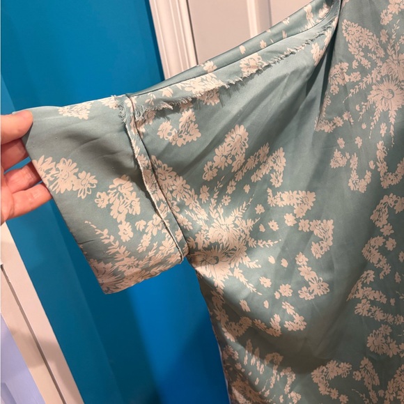 Free People Intimately kimono pajama top oversized XS S M greenish blue - Picture 2 of 9